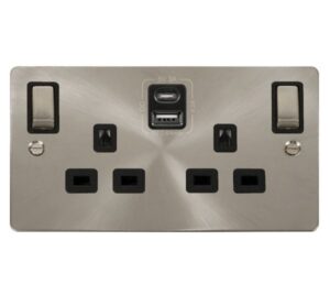 Click Scolmore - Click Define 2G 13A Switch Skt 4.2A A&C Usb Ingot Fpbs Bk (FPBS586BK)