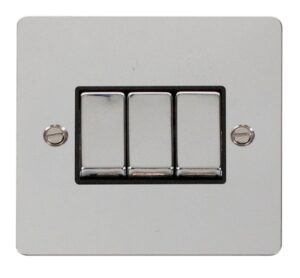 Click Scolmore - Click Define Ingot 10Ax 3 Gang 2 Way Switch Black (FPCH413BK)