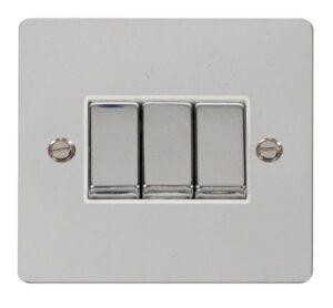 Click Scolmore - Click Define Ingot 10Ax 3 Gang 2 Way Switch White (FPCH413WH)
