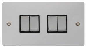 Click Scolmore - Click Define Ingot 10Ax 4 Gang 2 Way Switch Black (FPCH414BK)