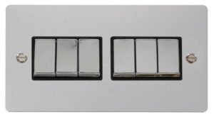 Click Scolmore - Click Define Ingot 10Ax 6 Gang 2 Way Switch Black (FPCH416BK)