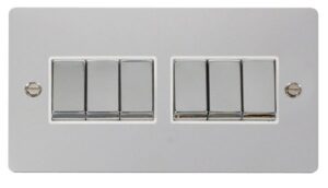 Click Scolmore - Click Define Ingot 10Ax 6 Gang 2 Way Switch White (FPCH416WH)