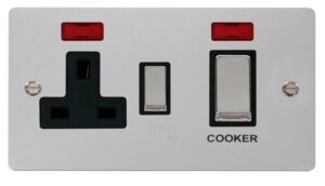 Click Scolmore - Click Define Ingot 45A Dp Switch 13A Switched Socket & Neons (2) Black (FPCH505BK)