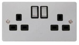 Click Scolmore - Click Define Ingot 2-Gang 13A Dp Switched Socket Black (FPCH536BK)