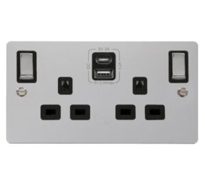 Click Scolmore - Click Define 2G 13A Switch Skt 4.2A A&C Usb Ingot Fpch Bk (FPCH586BK)