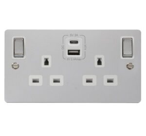 Click Scolmore - Click Define 2G 13A Switch Skt 4.2A A&C Usb Ingot Fpch Wh (FPCH586WH)