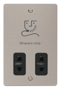 Click Scolmore - Click Define 115/230V Shaver Socket Outlet Black (FPPN100BK)