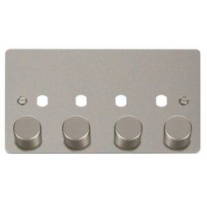 Click Scolmore - Click Define Fppn 4 Gang Double Dimmer Plate & Knobs (FPPN154PL)