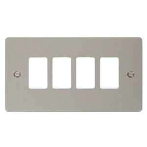 Click Define 4 Gang GridPro Frontplate Pearl Nickel