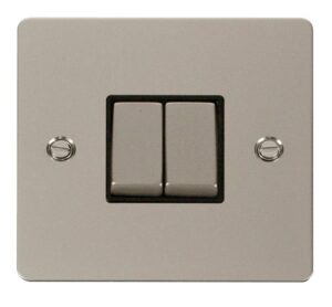 Click Scolmore - Click Define Ingot 10Ax 2 Gang 2 Way Switch Black (FPPN412BK)