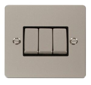 Click Scolmore - Click Define Ingot 10Ax 3 Gang 2 Way Switch Black (FPPN413BK)