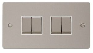 Click Scolmore - Click Define Ingot 10Ax 4 Gang 2 Way Switch White (FPPN414WH)