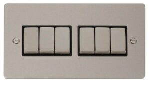 Click Scolmore - Click Define Ingot 10Ax 6 Gang 2 Way Switch Black (FPPN416BK)