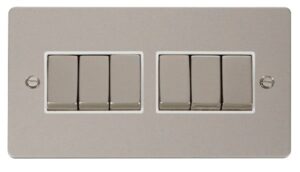 Click Scolmore - Click Define Ingot 10Ax 6 Gang 2 Way Switch White (FPPN416WH)