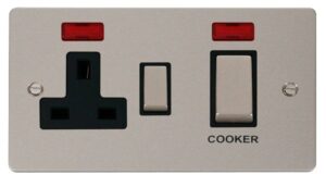 Click Scolmore - Click Define Ingot 45A Dp Switch 13A Switched Socket & Neons (2) Black (FPPN505BK)