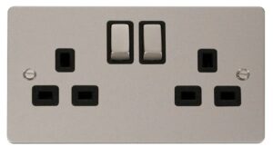 Click Scolmore - Click Define Ingot 2-Gang 13A Dp Switched Socket Black (FPPN536BK)