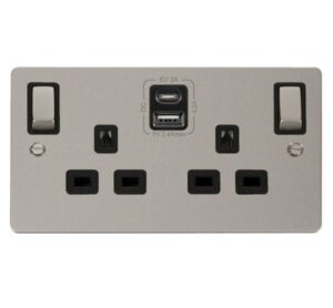 Click Scolmore - Click Define 2G 13A Switch Skt 4.2A A&C Usb Ingot Fppn Bk (FPPN586BK)