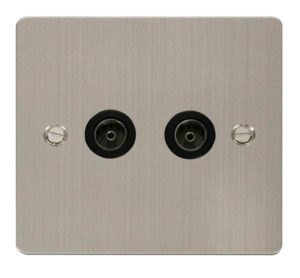 Click Scolmore - Click Define 2 Gang Coaxial Socket Black (FPSS066BK)