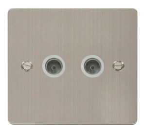 Click Scolmore - Click Define 2 Gang Coaxial Socket White (FPSS066WH)