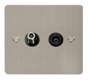 Click Scolmore - Click Define 1 Gang Satellite & Isolated Coaxial Socket Black (FPSS157BK)