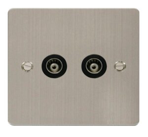 Click Scolmore - Click Define 2 Gang Isolated Coaxial Socket Black (FPSS159BK)