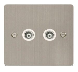 Click Scolmore - Click Define 2 Gang Isolated Coaxial Socket White (FPSS159WH)
