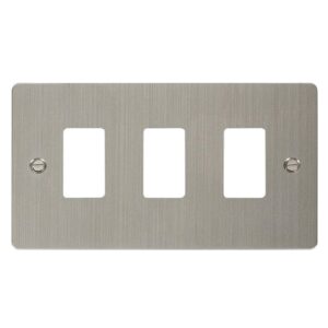 Click Define 3 Gang GridPro Frontplate Stainless Steel