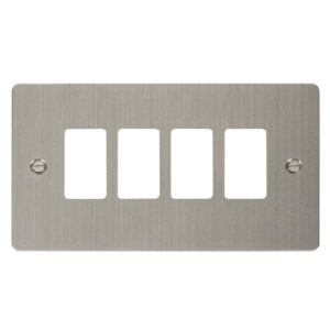 Click Define 4 Gang GridPro Frontplate Stainless Steel