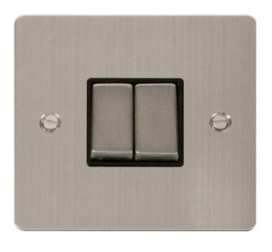Click Scolmore - Click Define Ingot 10Ax 2 Gang 2 Way Switch Black (FPSS412BK)