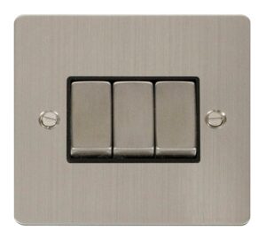 Click Scolmore - Click Define Ingot 10Ax 3 Gang 2 Way Switch Black (FPSS413BK)