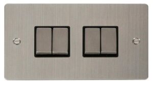 Click Scolmore - Click Define Ingot 10Ax 4 Gang 2 Way Switch Black (FPSS414BK)