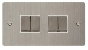 Click Scolmore - Click Define Ingot 10Ax 4 Gang 2 Way Switch White (FPSS414WH)