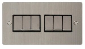 Click Scolmore - Click Define Ingot 10Ax 6 Gang 2 Way Switch Black (FPSS416BK)