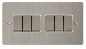 Click Scolmore - Click Define Ingot 10Ax 6 Gang 2 Way Switch White (FPSS416WH)