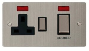 Click Scolmore - Click Define Ingot 45A Dp Switch 13A Switched Socket & Neons (2) Black (FPSS505BK)
