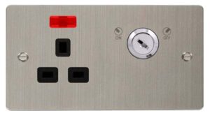 Click Define 13A 1G Dp Lockable Skt Neon Define Ss Bk