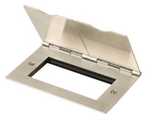 Click Scolmore - Click New Media 2 Gang New Media Floor Plate Quad Aperture Stainless Steel (FS312SS)
