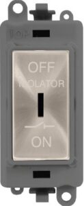 Click Scolmore - Click GridPro 10A 3 Pole Fan Isolation Switch Grey Insert Brushed Steel Switch (GM1030GYBS)