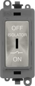 Click Scolmore - Click GridPro 10A 3 Pole Fan Isolation Switch Grey Insert Satin Chrome Switch (GM1030GYSC)