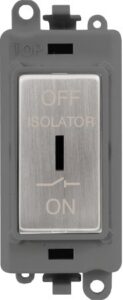 Click Scolmore - Click GridPro 10A 3 Pole Fan Isolation Switch Grey Insert Stainless Steel Switch (GM1030GYSS)