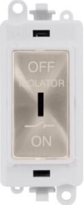 Click Scolmore - Click GridPro 10A 3 Pole Fan Isolation Switch Polar White Insert Brushed Steel Switch (GM1030PWBS)