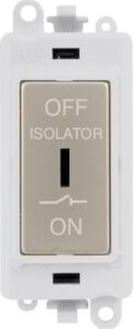 Click Scolmore - Click GridPro 10A 3 Pole Fan Isolation Switch Polar White Insert Pearl Nickel Switch (GM1030PWPN)