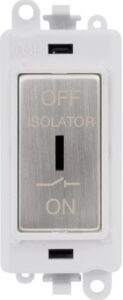 Click Scolmore - Click GridPro 10A 3 Pole Fan Isolation Switch Polar White Insert Stainless Steel Switch (GM1030PWSS)