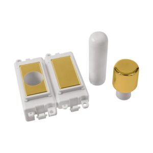 Click Scolmore - Click GridPro 2 Module Dimmer Mounting Kit White Polished Brass (GM150PWBR)