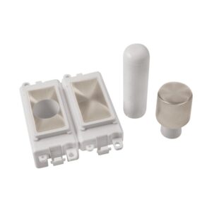 Click Scolmore - Click GridPro 2 Module Dimmer Mounting Kit White Brushed Stainless (GM150PWBS)