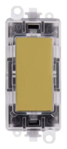 Click Scolmore - Click GridPro 250V~ Red Transparent Illuminated Blank Module Polished Brass (GM2008RTBR)