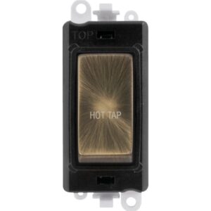 Click Scolmore - Click GridPro 20Ax Double Pole Switch Module Black Antique Brass Hot Tap (GM2018BKAB-HT)