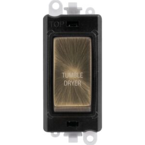 Click Scolmore - Click GridPro 20Ax Double Pole Switch Module Black Antique Brass Tumble Dryer (GM2018BKAB-TD)