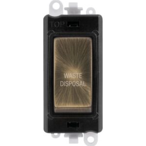 Click Scolmore - Click GridPro 20Ax Double Pole Switch Module Black Antique Brass Waste Disposal (GM2018BKAB-WD)