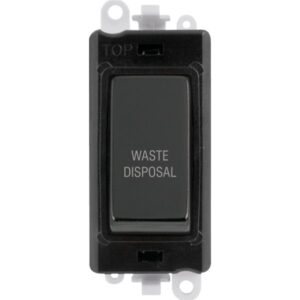 Click Scolmore - Click GridPro 20Ax Double Pole Switch Module Black Black Nickel Waste Disposal (GM2018BKBN-WD)